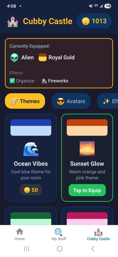 Cubby Castle customization screen
